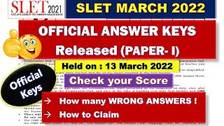 SLET March 2022 OFFICIAL ANSWER Keys (Paper-I, Series-Z) || Check your SCORE