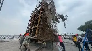 Khairatabad Ganesh Idol After Nimajjanam Removing From Water | Biggest Ganesh idol in India