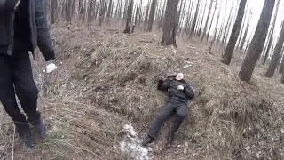 За кадром. Тест страйкбольных автоматов.Расстрельный взвод в лесу.