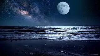 Goodbye Stress to Sleep Instantly with Ocean Waves Crashing on Beach at Night