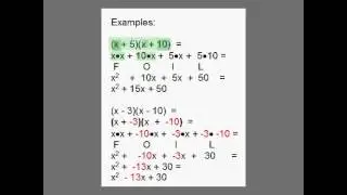 Multiplying Binomials With The FOIL Method