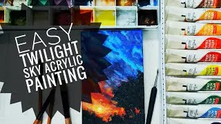Easy Twilight sky acrylic painting for beginners | গোধূলি বেলার আকাশ #art #viralvideo #trending