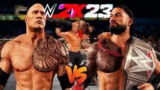 FIRST LOOK AT WWE 2K23 PS5 Gameplay - Brock Lesnar vs Roman Reigns vs The Rock / Triple Threat Match