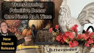 Upcycled Thrift Store Finds - New Stencil Release! - Transforming Primitive Decor