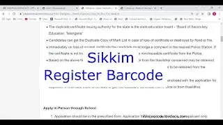 Sikkim - Register a Barcode