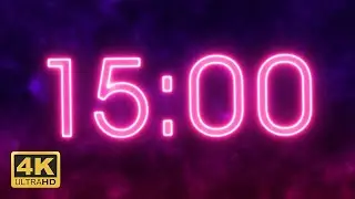15 Minutes Countdown Timer - Neon [4K]