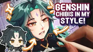 Drawing Genshin Chibis into my Style! :D