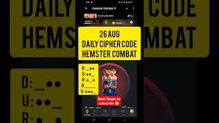 26 August Daily Cipher Code Hamster Combat #shorts #hemstercombat