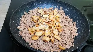 Pasta, minced meat and mushrooms - lunch in 15 minutes 😋