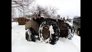 Вездеход каракат ЗИС 5 по тяжёлому глубокому снегу !! Порвал ремень   от нагрузки