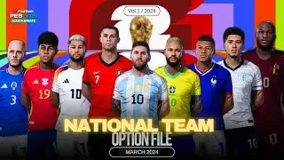 National Team Option File Update 2024 Efootball Pes 2021 PC, (Fix number,formation&face)