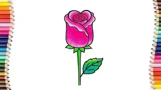 Rose Drawing || How To Draw Rose Flower Step By Step For Beginners ||Easy Rose Flower Drawing Colour