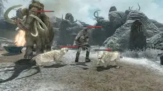 Skyrim Battles - Giant & Mammoth vs. Bears, Sabre Cats, Forsworn, and more