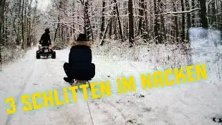 Quad (AEON COBRA420)  mit 3 Schlitten im Nacken.  Tacho TV