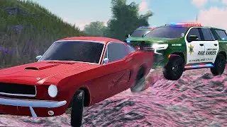 Car FLIES off a MOUNTAIN being chased by Park Rangers!