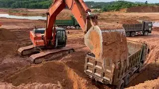 Excavator Loading Dump Trucks with DOOSAN, Mercedes & MAN Trucks Transport Soil | jcb backhoe