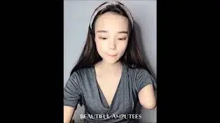 Beautiful RAE amputee one arm girl applying cream with her stump1 webm