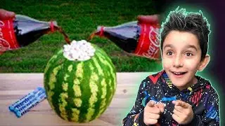 EXPERIMENT: COCA-COLA AND MENTOS ⚡ WATERMELON 🍈 (MESS 4FUN)