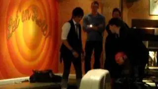 Adam Lambert bowling in London