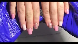 Multi colored manicure with pebbles