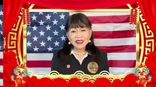 德克萨斯州斯坦福市议员谭秋晴给华人华侨拜年！并祝愿美国飞龙国际文化传媒越办越好。