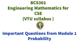 Mathematics-3 for CSE stream 2022 scheme |Probability distribution Important questions and solutions