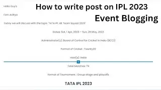 How to write post on IPL 2023 Event Blogging || #Eventblogging || #ipl2023