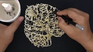 Prince Tiao Nithakhong Somsanith - Gold & Silver Thread Embroidery on Leaves
