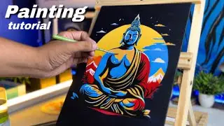 Acrylic Painting Tutorial of Gautam Buddha || Buddha Drawing