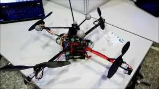 First Flight Tests for a Quadrotor UAV with Tilting Propellers