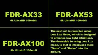 Sony Side by Side Samples  FDR-AX33  FDR-AX53  FDR-AX100   4k UltraHD Choices!