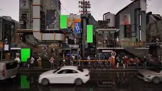 Green Screen City Billboards Mockup 406