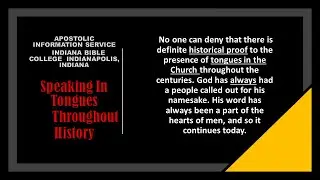 SPEAKING IN TONGUES THROUGHOUT HISTORY