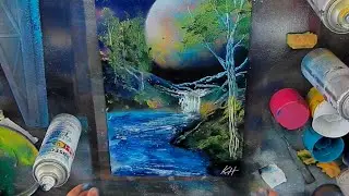 (Peaceful Painting) Made with ONLY SPRAY PAINT!