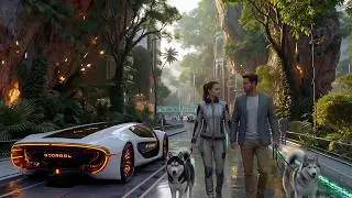 Future Forest City 2030 | Peaceful Sci-Fi World | 1 Hour Futuristic Ambient Sound | 4K