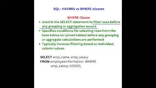 SQL- HAVING vs WHERE clauses||Selenium Java