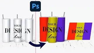 Skinny Tumbler Full wrap Mockup: Move & Scale the objects in Photoshop