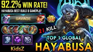 SAVAGE! 92.2% Win Rate! Hayabusa Best Build & Gameplay - Top 1 Global Hayabusa By KidsZ ~ MLBB