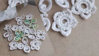 Вяжем крючком веточку с листочками.  Учимся вязать крючком с Bynchik Irish Lace. Crochet tutorial.