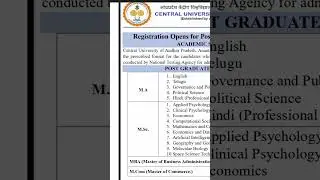 CUAP invites Admission Registration opens for PG programmes 2024-25 AY | Central University of AP