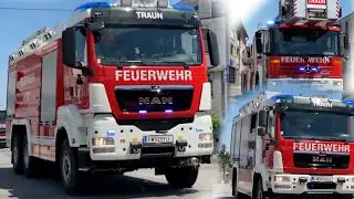 Einsatzfahrt GTLF 9000, LFA, DLK 23-12 der Freiwillige Feuerwehr der Stadt Traun / OÖ