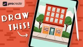 Procreate Step by Step Tutorial - Bookshop - Draw With Me - iPad Art - Building Illustration