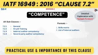 IATF 16949 2016 Clause 7.2 I Competence I IATF 16949 Clause 7 I Support
