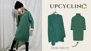 Ucycling old sweater to oversized dress for girl - LEKApatterns