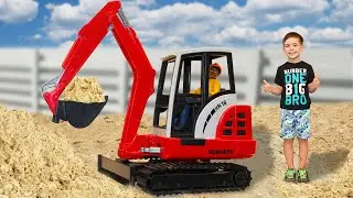The JCB excavator is broken Tow truck brought Bruder Schaeff HR16 | Toys 2 boys