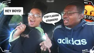 FLASHING STRANGERS While He DRIVES To See His Reaction...