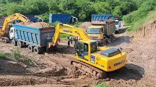 The Power of Komatsu Machine | Komatsu PC205-10 | 50Tonn Dumper Towing #komatsupc205 ☝️☝️☝️💪💪