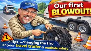 Our first BLOWOUT! Tips on changing the tire on your travel trailer & roadside safety.