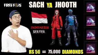 Indonesia Server Diamonds Topup In Free Fire { RS 50 = 75,000 DIAMONDS } REAL OR FAKE |SASTA DIAMOND