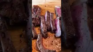 Which piece of this New York Strip Steak are you eating?Med -Rare or Rare #carnivore #meat #nocarbs